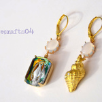 ドイツ製 ヴィンテージ*アシメ ピアス*再販*seashell & Mary*マリア像