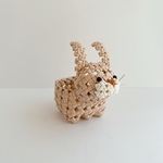 yukichan様オーダー作品　石畳編み動物小カゴ(うさぎアクアピンク)