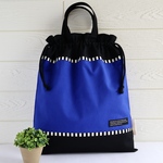 ＊完成品＊　お着替え袋　体操服入れ　入園入学準備♪ ブルー×ストライプ　シンプル　男の子　高学年になっても使える☆ 大きめサイズ　40×34㎝　