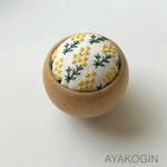 🆕北欧風刺繍ピンクッション【ミモザ】・針山