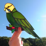 【受注制作】ステンドグラス　セキセイインコ　サンキャッチャー　【鳥　小鳥　インコ】