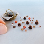 木の実のバスケット　ひめりんごとロウソクパーツ付き　1/12ミニチュア