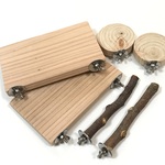 ［オーダー品］りんごの止まり木×2本 円形止まり木×2枚 長方形15㎝×9㎝×2枚