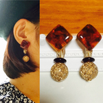 べっ甲フラワーピアス