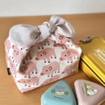 - ̗̀ 保冷保温  ̖́-  ＊丸いリボンのお弁当袋＊こぶたちゃん ナチュラル