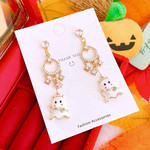 ハロウィン👻🍭🎃🧙‍♀️🐈‍⬛ オバケ👻 ゴースト👻 揺れる♪ 大人可愛い︎💕︎ ハンドメイド ピアス イヤリング ジルコニア レディース アクセサリー