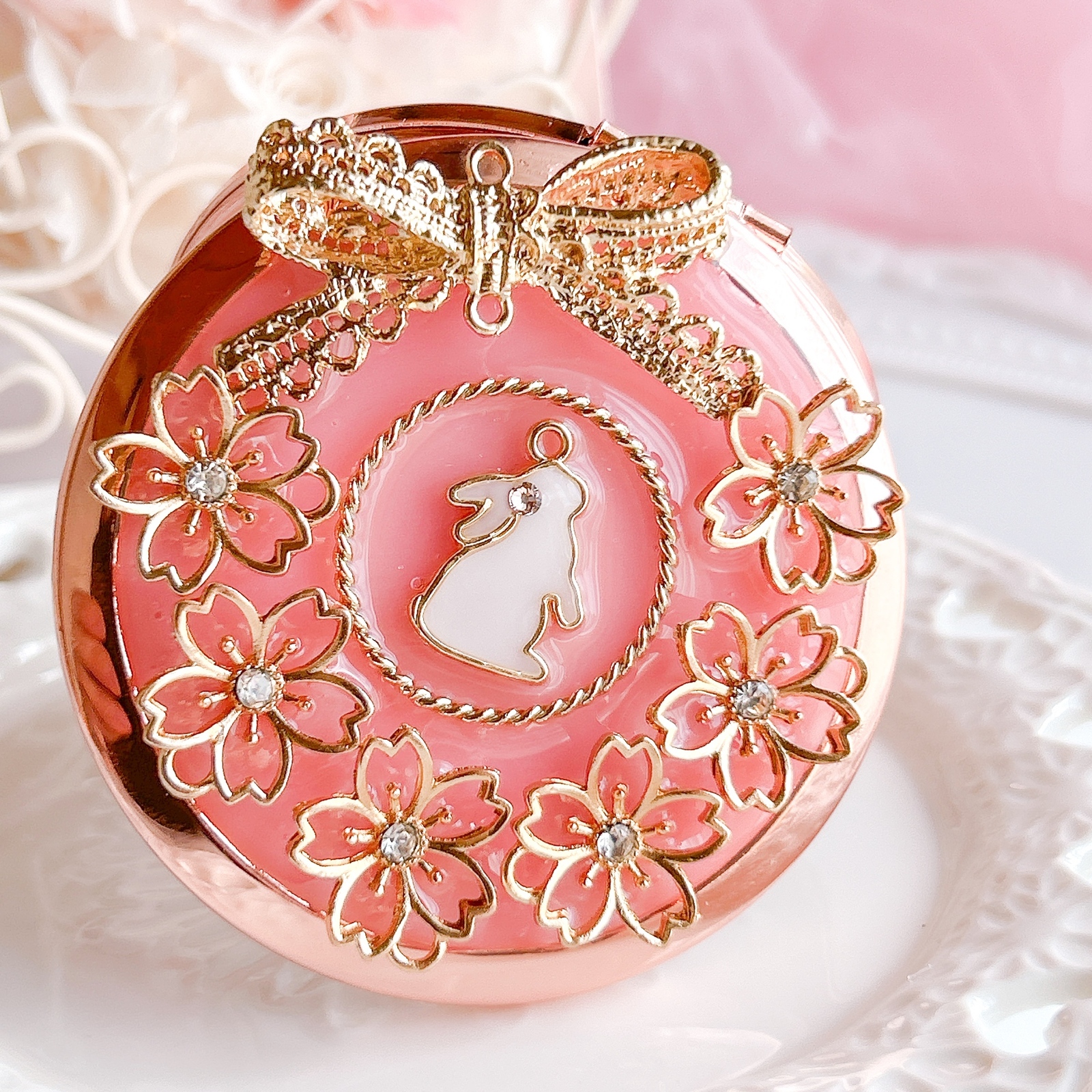 ムラーノ エッチングデザインの円形ミラー トレイ Italy製 ムラーノ エッチングデザインの円形ミラー トレイ Italy製