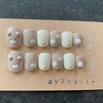 くまネイル　クマネイル肉球ネイル　ガーリーネイル　ベリーショート