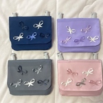 女の子　移動ポケット　ポシェット　リボン　ナイロン　可愛い　プレゼント　サニタリーポーチ　引っ張ると外れるストラップ　ピンク