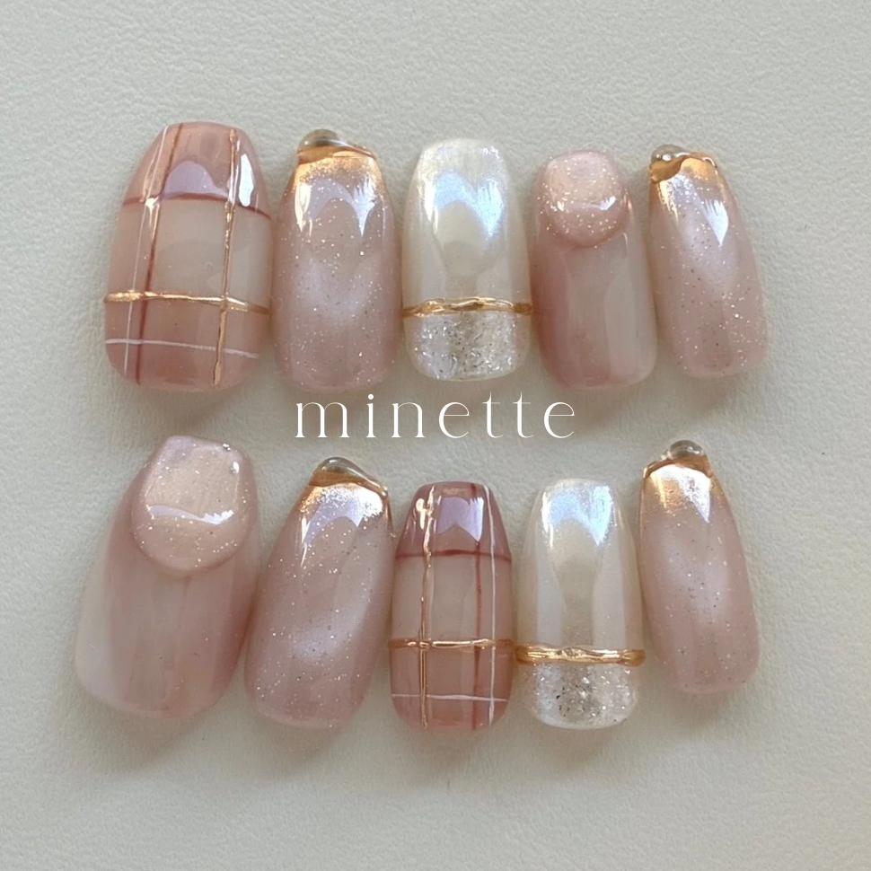 【現品】夏ネイル　ニュアンスネイル　ネイルチップ　個性派ネイル　大人ネイル 大人ニュアンスネイル | 成人式や結婚式におすすめのネイル