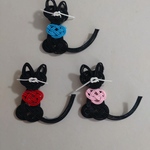 【再販】水引パーツ　おすわり猫　黒　3個