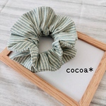 シュシュ ハンドメイド　レディース　キッズ　子供　ひらひら ストライプ　水色