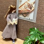 シワ加工☆ワンピース.(ドール洋服)22センチドールの洋服1/6ドール27センチドールパープル系