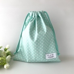 巾着袋(中)　30×25cm　パステル×ミニドット＜ミント＞　お着替え袋　体操服袋
