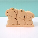 寄り添う3匹　いぬ　木工品　置物