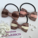 ♡100！✴︎new✴︎ぷくりリボンのヘアゴム♡グレージュ