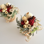 ラタンボールのクリスマスアレンジ❁⃘*.ﾟフェイクグリーン.木の実(天然素材)、ブリザーブドフラワーの置物