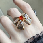 〜夢ガラスリボン🖤🤍❤️リング〜