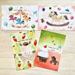 🐎透明水彩画「2026年午年年賀状　4枚セット」イラストポストカード　馬　うま　ウマ　午年　動物　鏡餅　羽子板　お正月飾り　年賀状　お年賀　お正月　バースデーカード　