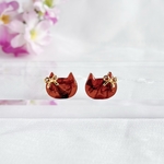 リボン猫のべっ甲ピアス/イヤリング