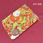 mF-406  着物リメイク　草花　ポーチ