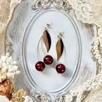 残り1点/チェリードイツ製ポラリスビーズ イヤリング/ピアス