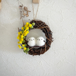 ミモザとふくふくシマエナガ　自然リース