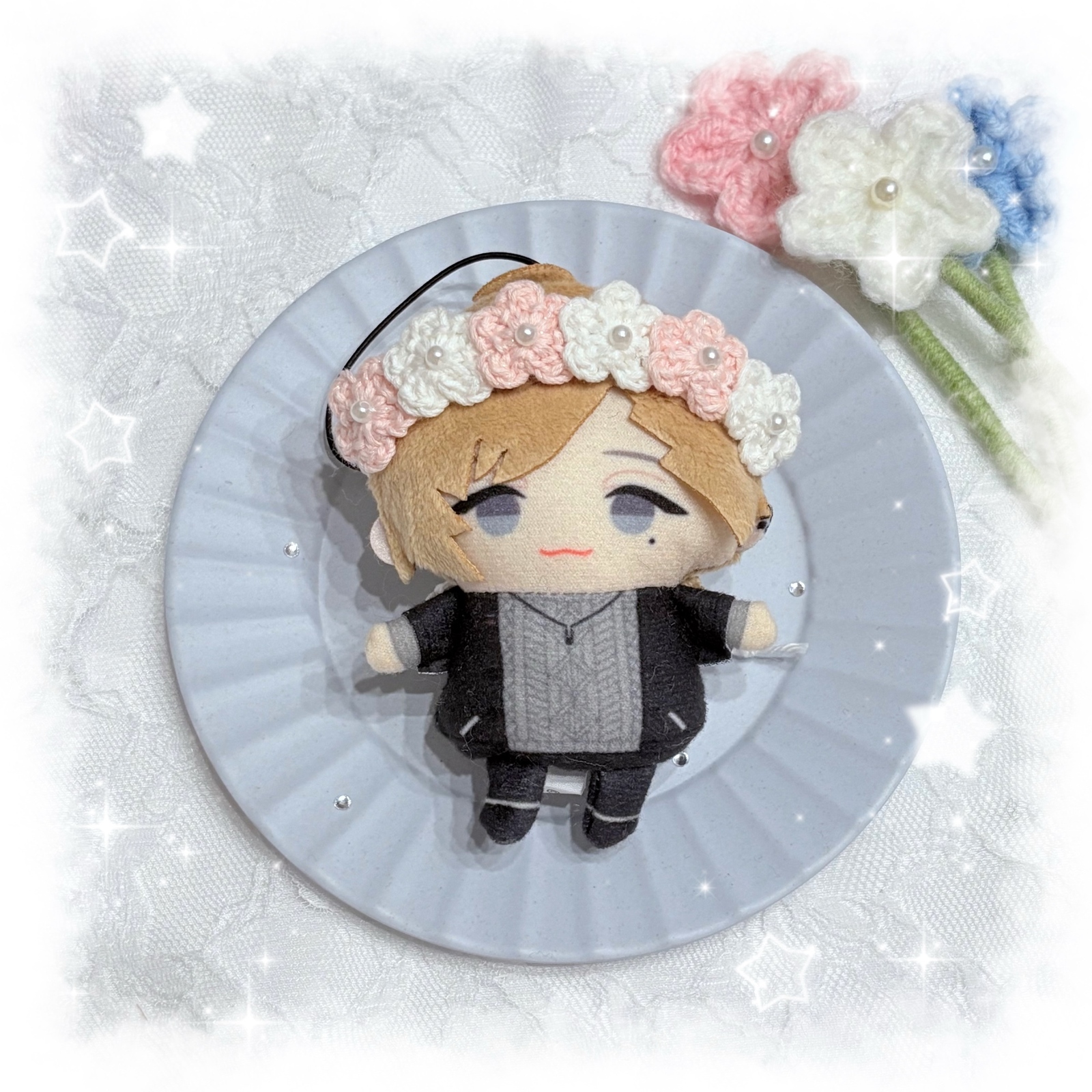 編み物 ちびぐるみ ぬい服 ボンネット レッド - ぬい服屋さんriri