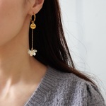 《きらめくオーロラ✧》フラワーロングピアス／イヤリング 透明感 揺れる 大人可愛い チタン変更OK アレルギー お花　フラワー