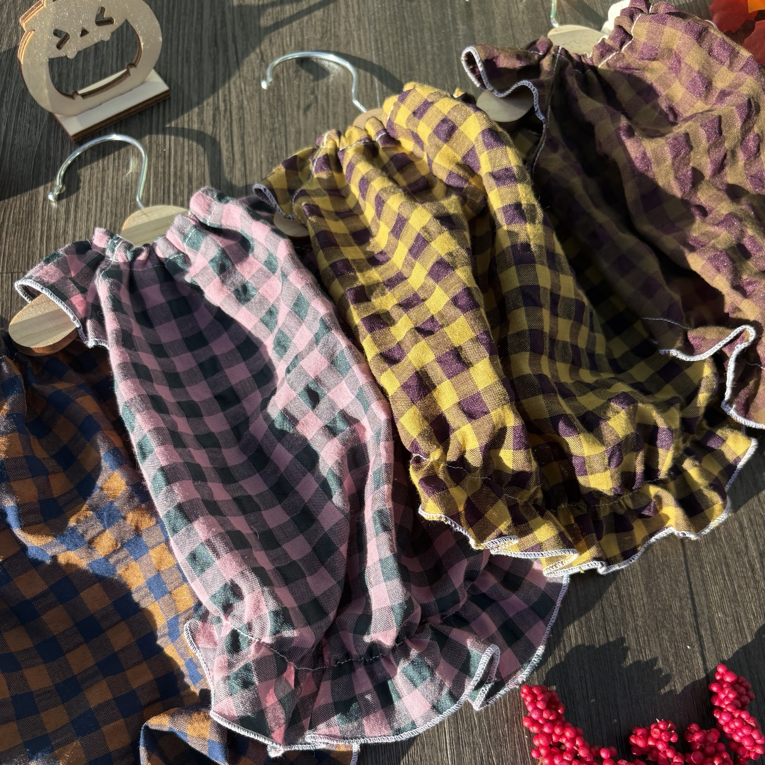 犬服🍂autumnギンガムチェックワンピース（男の子・女の子兼用
