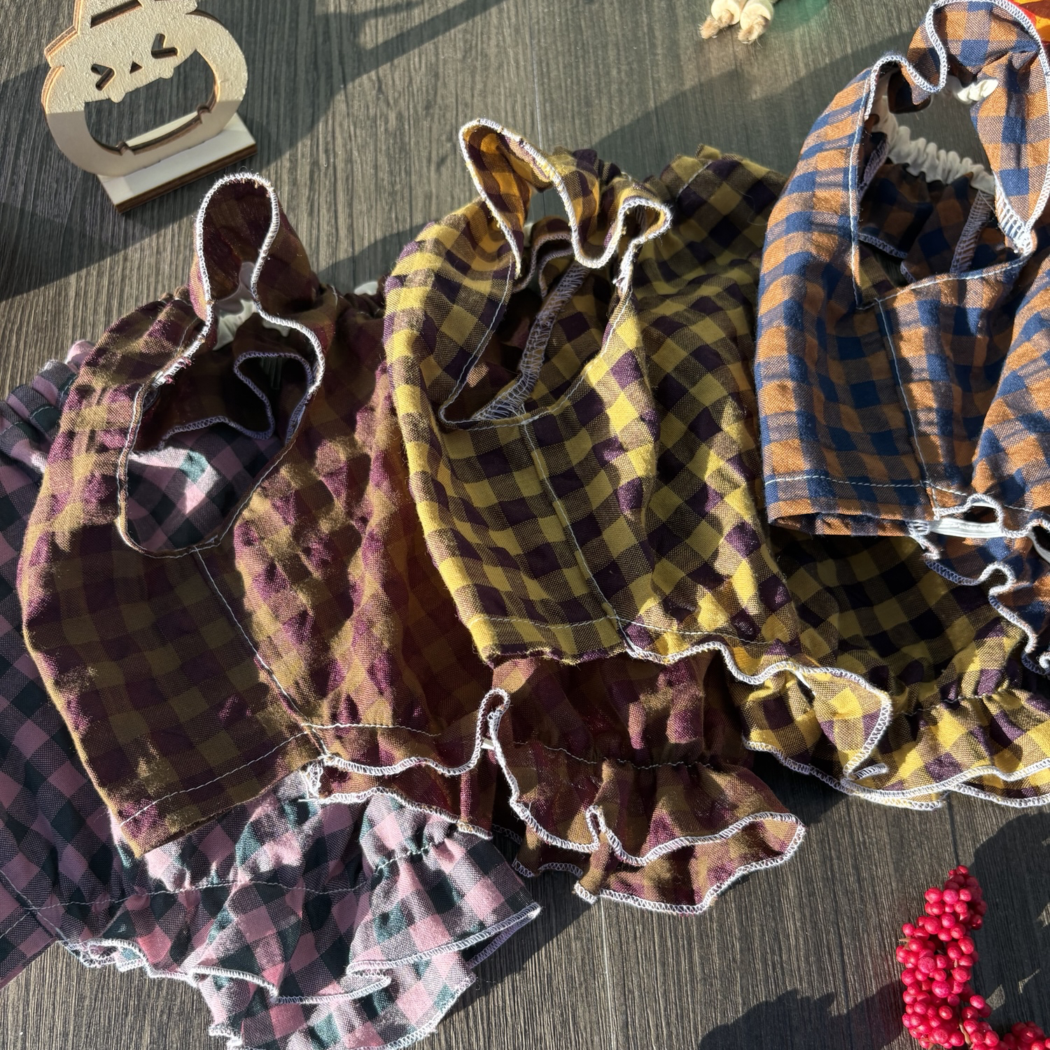 犬服🍂autumnギンガムチェックワンピース（男の子・女の子兼用