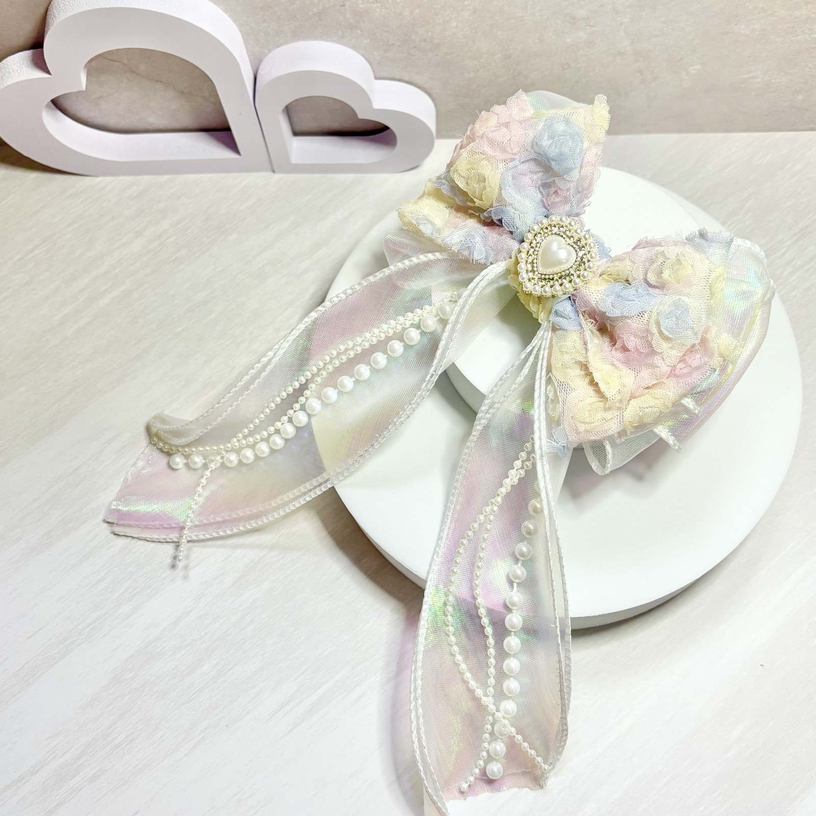 ❁﻿ヘアクリップ❁﻿サテンオーガンジーのBigリボン【赤】 レッド 入学