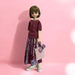 リカちゃん　ラズベリーカラーのコーデセット2  トートバッグ付き