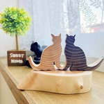 猫 置物 木製 2匹セット 天然 インテリア オブジェ ナチュラル ギフト プレゼント 雑貨 ネコ ねこ 送料無料