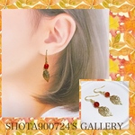 ［再販2］赤い実　カーネリアンの耳飾り🍂　#紅葉
