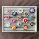 ②アンティーク風レトロボタンリング ヴィンテージ 指輪 マーブル