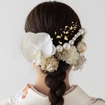 成人式　髪飾り　成人式髪飾り　パール胡蝶蘭　胡蝶蘭　胡蝶蘭髪飾り　パール髪飾り　卒業式　結婚式　卒業式髪飾り　袴　和装　ヘッドパーツ　ヘッドドレス　ランダムパールチェーン