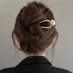 シンプル★大粒パール U字ヘアスティック(シルバー )かんざし 大人 ヘアアクセサリー 秋冬のおでかけに♪