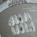 白チェック 地雷系 量産型 ワンホン ちゅるん りぼん 韓国 フレンチガーリー ネイルチップ