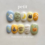 現品ネイルチップ ＊ ベリーショート Mサイズ｜ハロウィンおばけネイル👻🎃