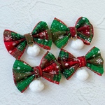 20本 トリミングチョーカー 《076》 クリスマス チェック ポンポン ファー