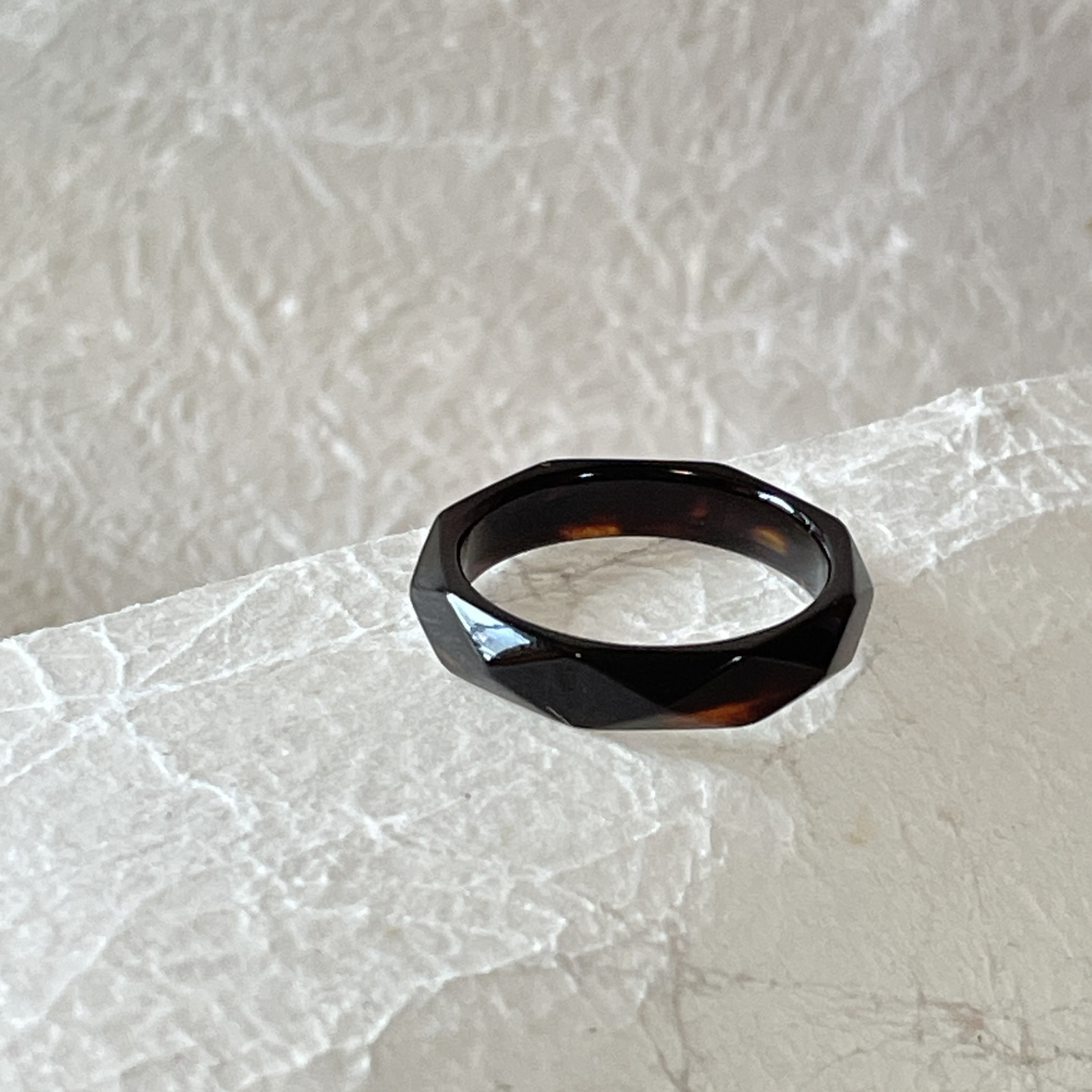 受注製作】べっ甲(本物)ペンタゴンリング ※2025.2/1受注分より¥3,500に