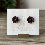 手染めレザー✽チョコレートコスモスのピアス（ブラウン）