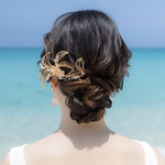 【水引×パール】ゴールドヘッドドレス クリスタル＆ビーズ ブライダル ヘアアクセサリー 和装 洋装 結婚式 髪飾り 