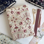 再販✨11/1(土)21時〜販売🌿インド刺繍生地♡ブックカバー📖 ⑬ 文庫本サイズ 文庫本カバー  ブックマーカー&しおり付き(特典‼️)   ベージュ(ピンク系)   3,900円　再販　大人気！