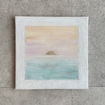 【maru様】no.444アクリル画テクスチャーアート︎抽象画原画キャンバスアートパネル空と海の風景画太陽