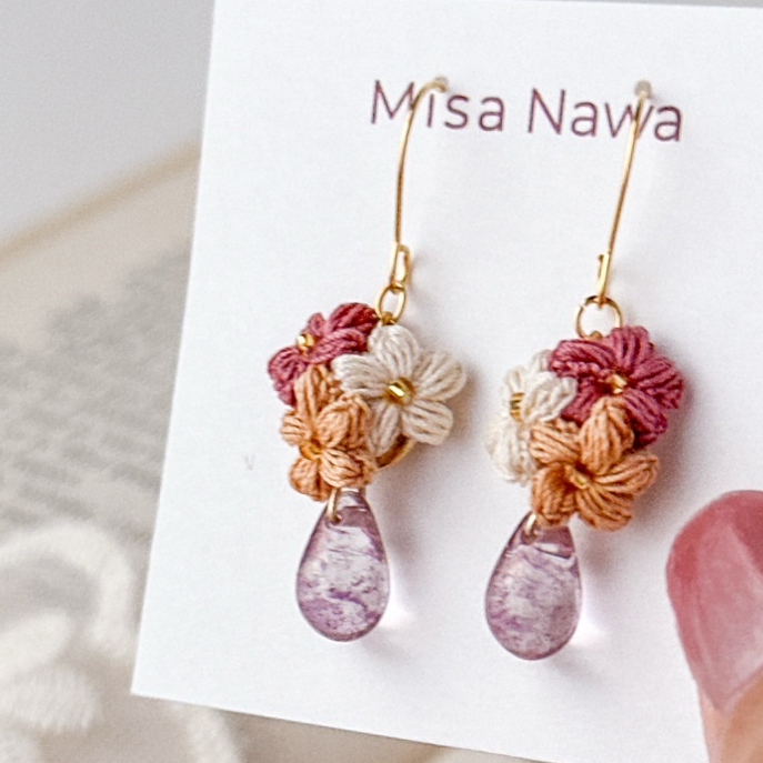 にこる様■オーダー＊ポインセチア＊レース 編み モチーフ■ ポインセチア【作り方動画レッスン】 レース編みアクセサリー