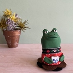 コーヒー飲むカエル◆m128◆カエルの置物