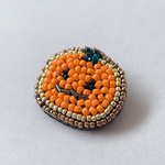 ジャック・オ・ランタンのブローチ/ビーズ刺繍ブローチ ハロウィン カボチャ