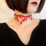 Bloody Heart：赤いハートのタトゥーレースのチョーカー 　SV561